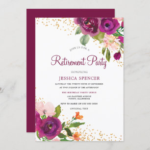 Invitación de Fiesta de retiro floral rosa de Borg