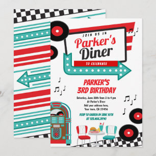 Invitación de fiesta de Retro Diner