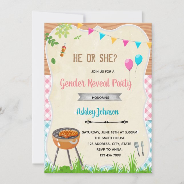 Invitación de fiesta de revelación de género (Anverso)