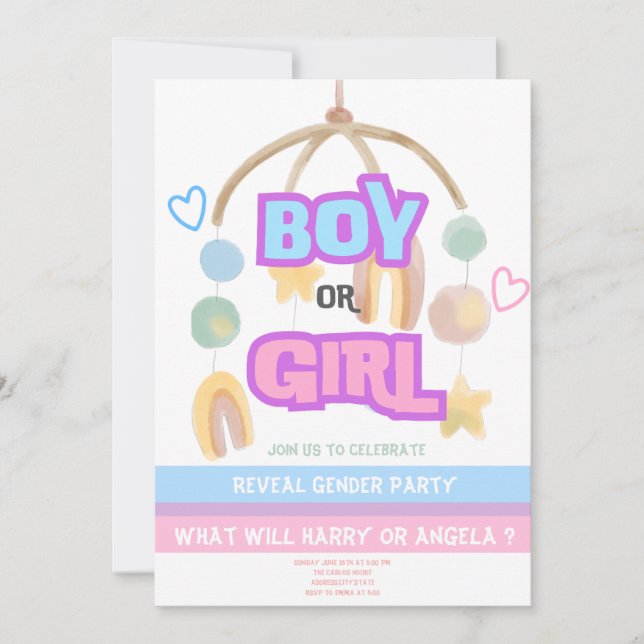 Invitación de fiesta de revelación de género (Anverso)