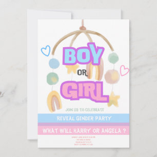 Invitación de fiesta de revelación de género