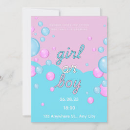 Invitación de fiesta de revelación de género con a