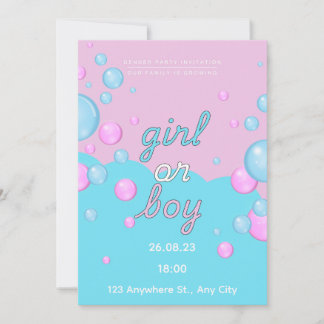 Invitación de fiesta de revelación de género con a