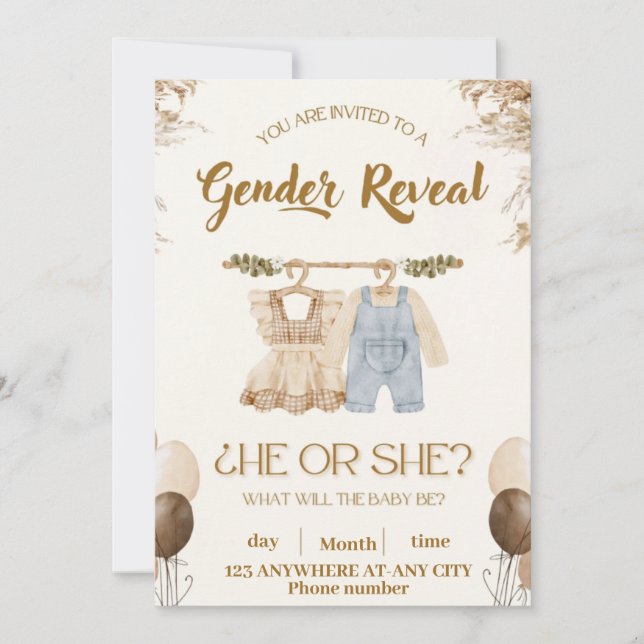 Invitación de fiesta de revelación de género - "¿É (Anverso)