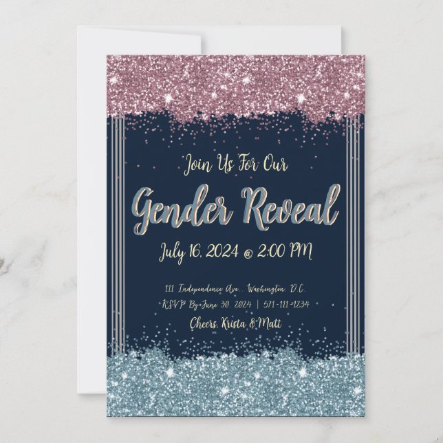 Invitación de fiesta de revelación de género: espu (Anverso)