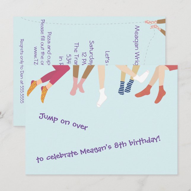 Invitación de fiesta de saltar y saltar (Anverso / Reverso)