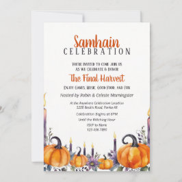 Invitación de fiesta de Samhain de otoño con calab