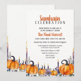 Invitación de fiesta de Samhain de otoño con calab