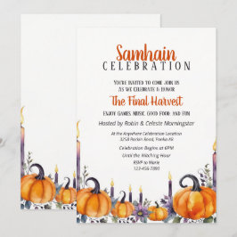 Invitación de fiesta de Samhain de otoño con calab