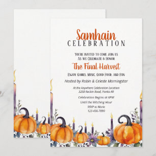 Invitación de fiesta de Samhain de otoño con calab