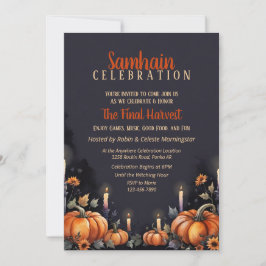 Invitación de fiesta de Samhain de otoño con calab