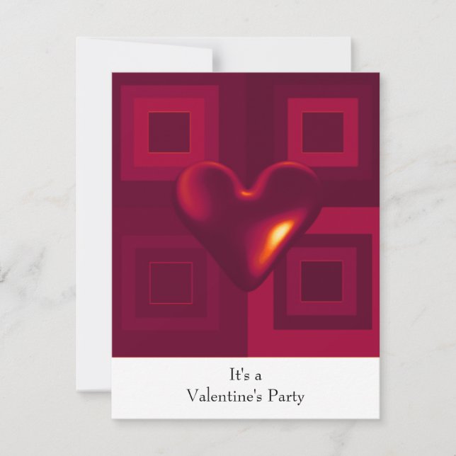 Invitación de fiesta de San Valentín con corazón r (Anverso)