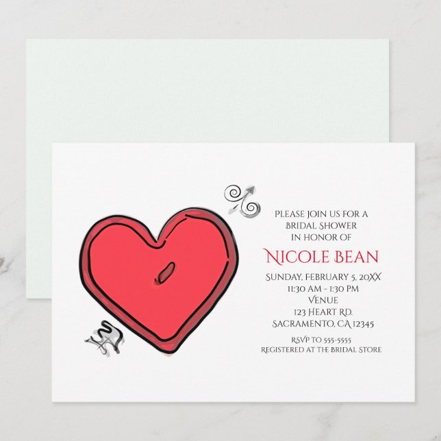 Invitación de fiesta de San Valentín con flecha y  (Anverso / Reverso)