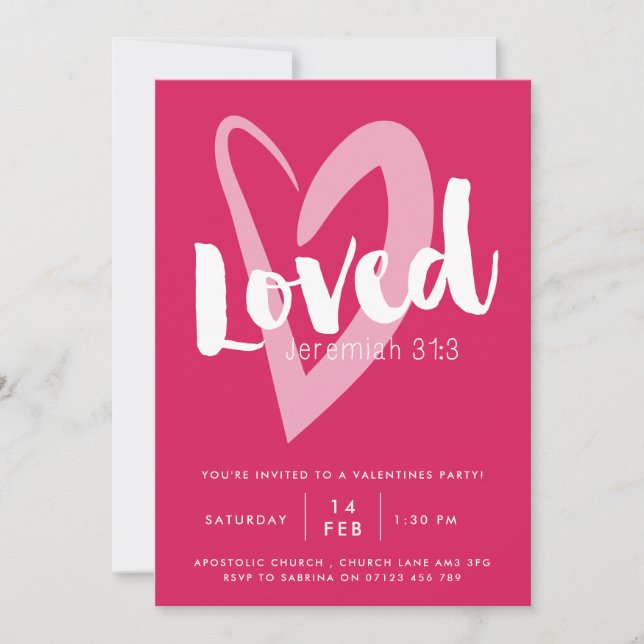 Invitación de fiesta de San Valentín cristiana ama (Anverso)