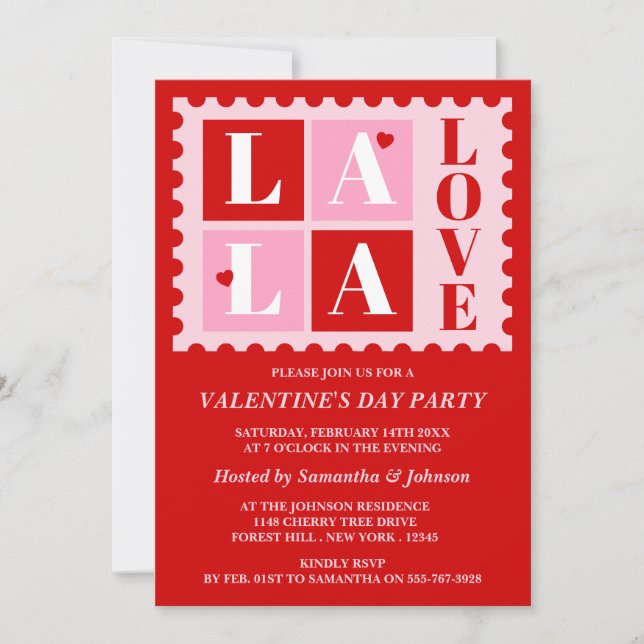 Invitación de fiesta de San Valentín La La Love (Anverso)