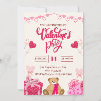 Invitación de fiesta de San Valentín rosa