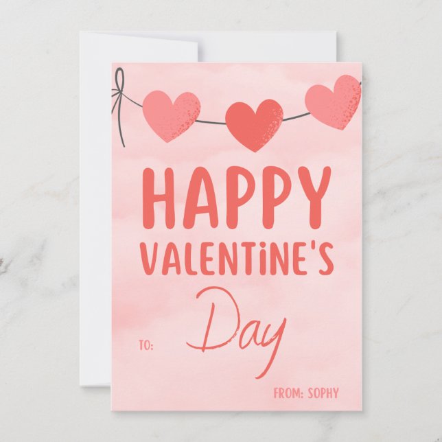 Invitación de fiesta de San Valentín rosa y modern (Anverso)