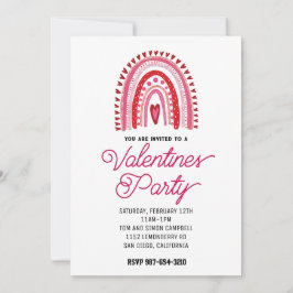 invitación de fiesta de San Valentín rosa y rojo