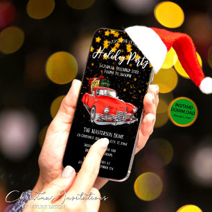 Invitación de fiesta de Santa Holiday Digital Gold
