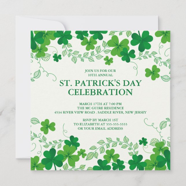 Invitación de fiesta de Shamrock St. Patrick (Anverso)