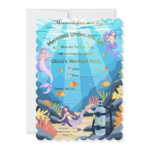 Invitación de Fiesta de Sirena Bajo el Mar – Mágic