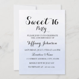 Invitación de fiesta de Sky Blue Pastel Sweet 16 P
