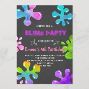 invitación de fiesta de slime colorido