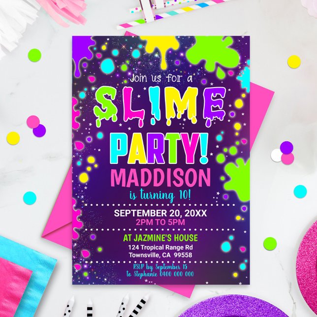 Invitación de fiesta de Slime Invitación de cumple (Subido por el creador)
