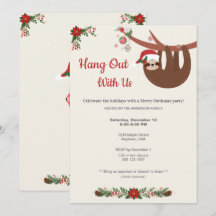 Invitación de fiesta de Slothmas navideña alegre