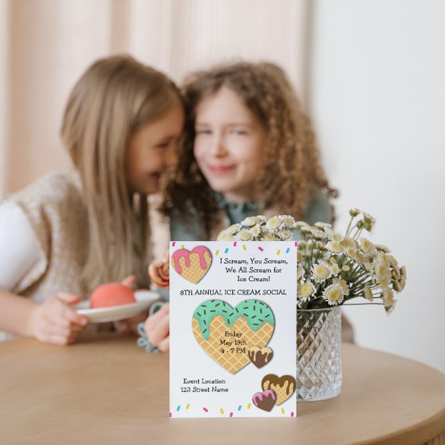 Invitación de fiesta de social de helado linda (Subido por el creador)