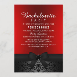 Invitación de fiesta de soltera con lazo negro y r