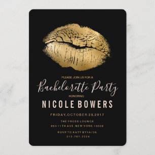 Invitación de Fiesta de Soltera Labios Dorados