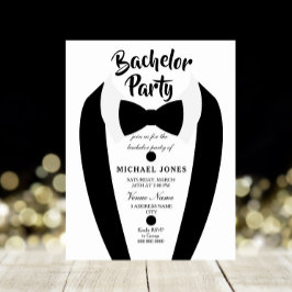 Invitación de fiesta de soltero con corbata de moñ