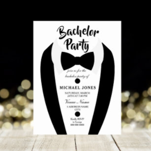 Invitación de fiesta de soltero con corbata de moñ