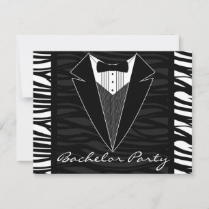 Invitación de fiesta de soltero con esmoquin de ra