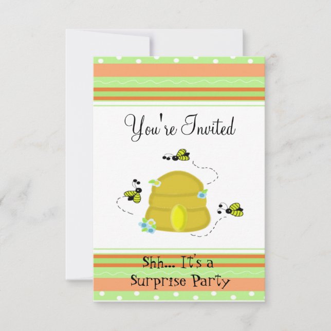 Invitación de fiesta de sorpresa de abejas con bur (Anverso)