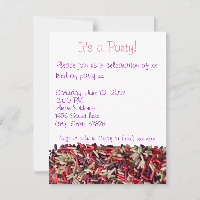 Invitación de fiesta de Sprinkles (Anverso)