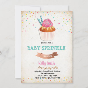 invitación de fiesta de sprinkles de bebé Cupcake