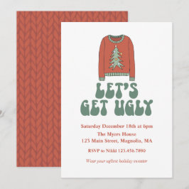 Invitación de fiesta de suéter feo de Navidad retr