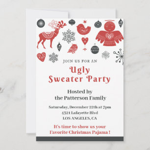 Invitación de fiesta de suéter feo negocio lindo