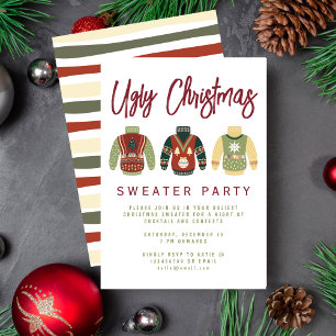 Invitación de fiesta de suéter para Navidades feos