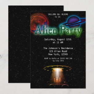 Invitación de Fiesta de Super Guay Alien y OVNI