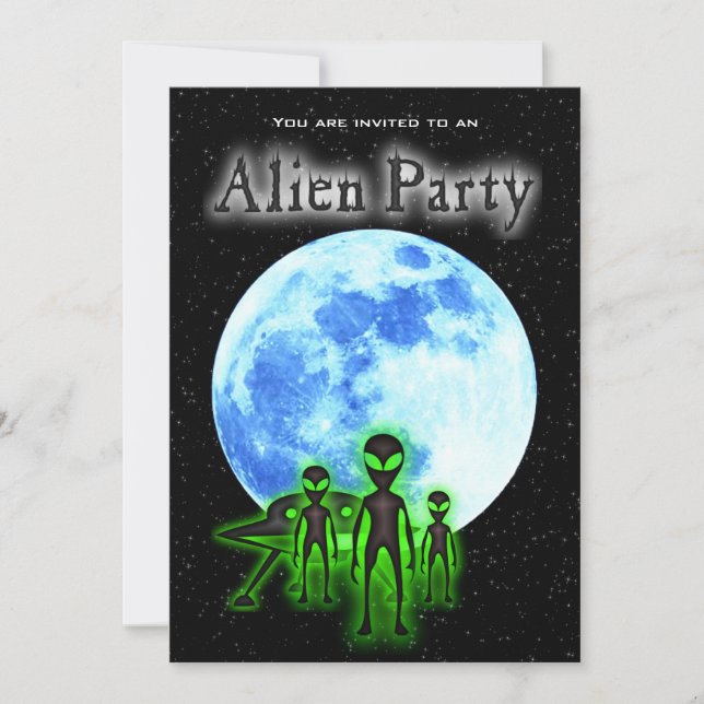 Invitación de Fiesta de Super Guay Alien y OVNI (Anverso)
