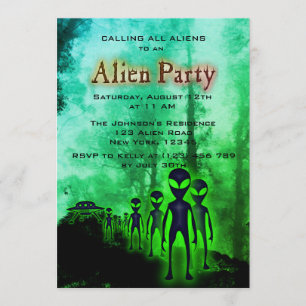 Invitación de Fiesta de Super Guay Alien y OVNI