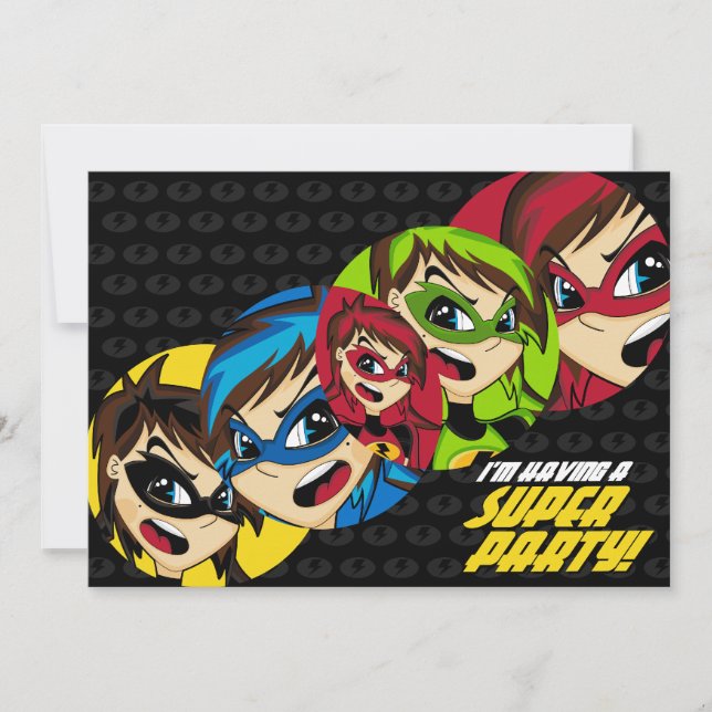 Invitación de Fiesta de superhéroe de clase (Anverso)