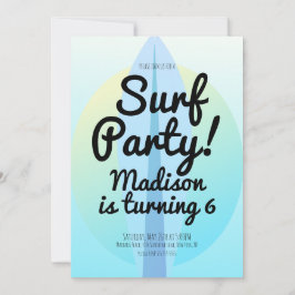 Invitación de fiesta de surf en la playa ombre azu