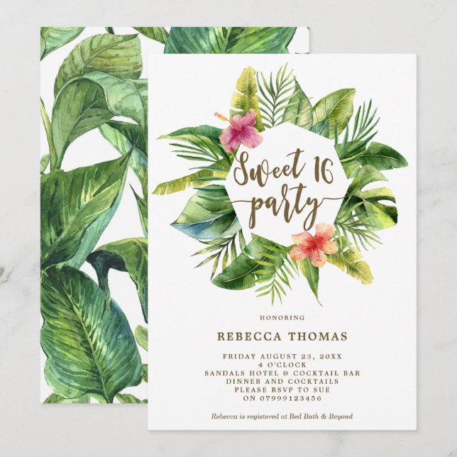 Invitación de fiesta de Sweet 16 (Anverso / Reverso)