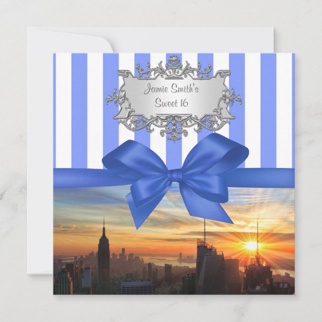 Invitación de fiesta de Sweet 16 del horizonte de  (Anverso)