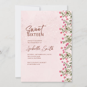 Invitación de fiesta de Sweet 16 floral – Elegante