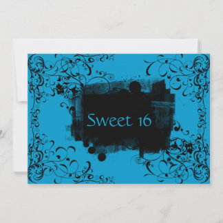 Invitación de fiesta de Sweet Sixteen azul Invitac